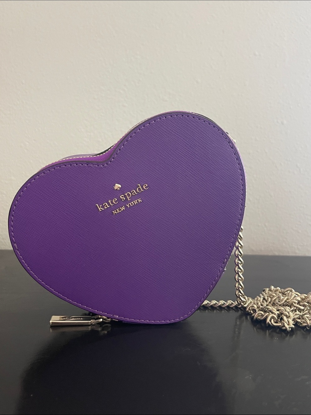 kate spade purple heart-shaped mini crossbody